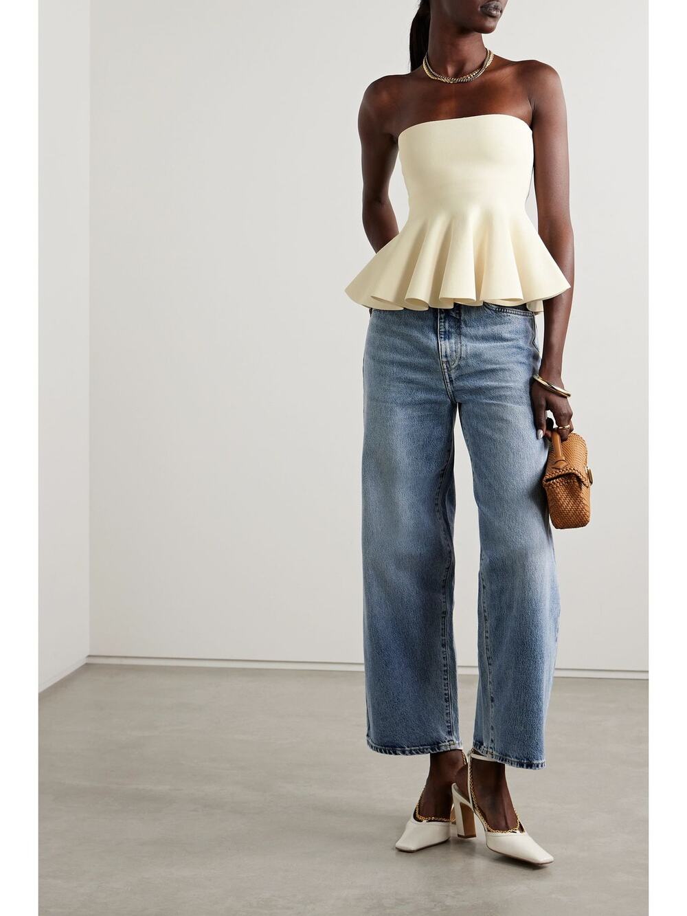 ALC Eliza Ruffled Peplum Top in Powder Yellow S